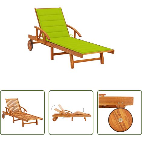 Chaise longue bois acacia - Chaise longue de jardin avec coussin Bois d'acacia solide (1/5)
