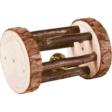 Rouleau de jeu avec clochette, en bois d'écorce - ø 5 × 7 cm (1/3)