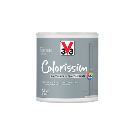 Peinture Multi-supports V33 Colorissim Mat Gris Acier 0,5 L