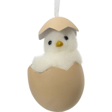 Decoris® Schlüpfendes Oster Küken Weiß Ø 5 cm Höhe 8 cm - Schaumstoff