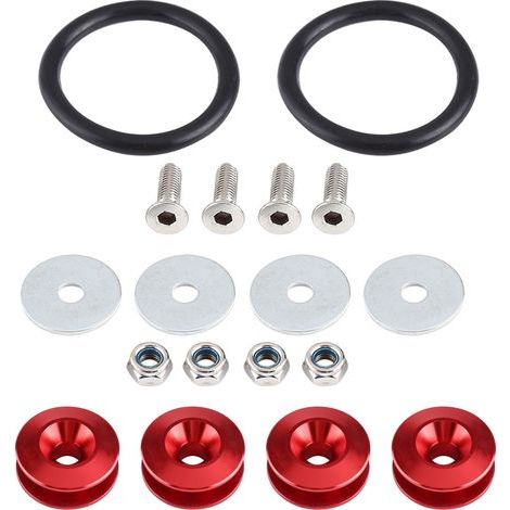 Kit de fixation Quick Release Qiilu Pare-chocs universel JDM Quick Release pour pare-chocs avant/arrière, coffre/couvercle de trappe. (1/4)