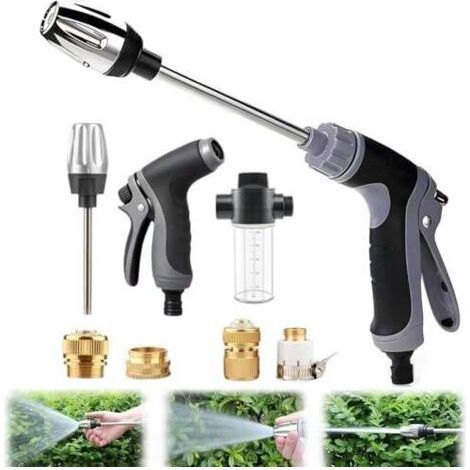 Nettoyeur Turbo pour Tuyau d'Arrosage - Buse Haute Pression, Pistolet Pression Débit d'eau Réglable Lavage de Voiture Irrigation Animaux Compagnie Douche (1/5)