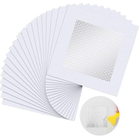 Patch de Réparation de Mur Kit de Réparation Murale 20 Pièces Patch Auto Adhésive Mural Patch de Réparation de Mur en Aluminium Patchs pour Réparation Murs et Trou au Plafond Endommagés 10cm x 10cm (1/5)
