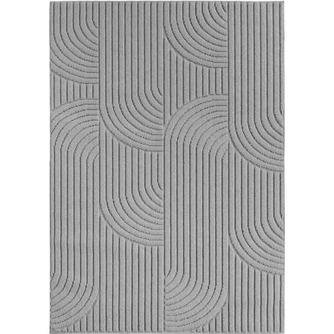 Ayyildiz Tapis Moderne - Structure 3D Cube - Motif Tressé - Salon Tapis Court - Gris - 60 cm x 110 cm (1/5)