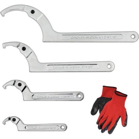 Verstellbarer C-Haken-Schlüssel, verstellbarer Stiftschlüssel für Hydraulikzylinder, Maschinen, Fahrzeuge, (4 Stück) 3/4-2", 1 1/4-3", 2-4 3/4", 4 1/2-6 7/10" Gelenk-Stiftschlüssel (1/5)