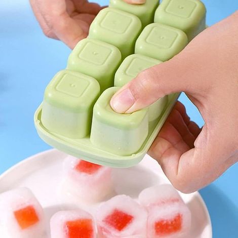à glaçons en silicone vert avec couvercle, 8 cellules, flexible pour (1/5)