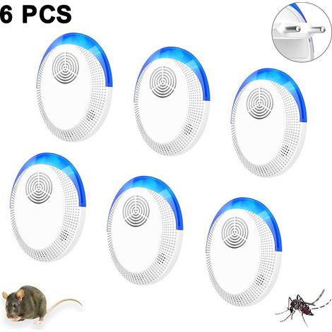 4 ou 6 répulsifs à ultrasons contre les nuisibles : moustiques, souris, cafards, fourmis, araignées, insectes. Appareil électronique à brancher pour la maison, le bureau, l’hôtel (lot de 4). (1/5)