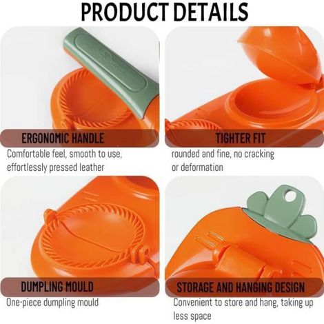 Ravioli Machine,Machine a Ravioli,Dumpling Maker 2in 1 pour Faire Boulettes,Raviolis,Boulettes (Orange),27,5 8 12,5 cm (1/4)