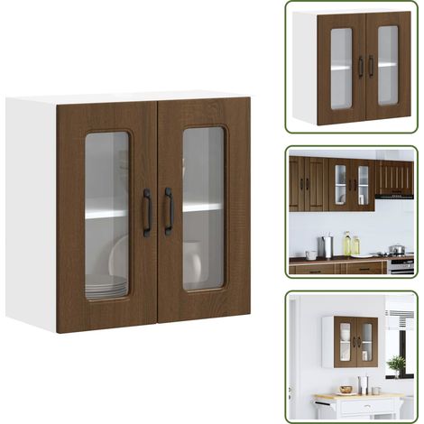 vidaXL Küchen-Hängeschrank mit Glastür Kalmar Braun Eichen-Optik (1/5)