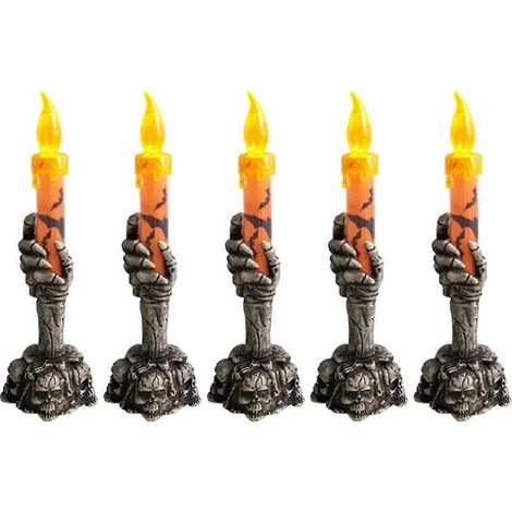 Lumière LED Halloween squelette fantôme bougie portable orange-- (1/5)