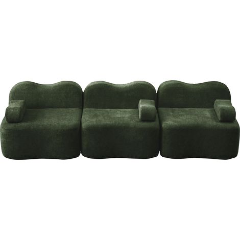 ELVMI Modulares Ecksofa 3-Sitzer mit tiefer Sitzfläche und beweglichen Armlehnenkissen aus Samt, Grün (1/5)