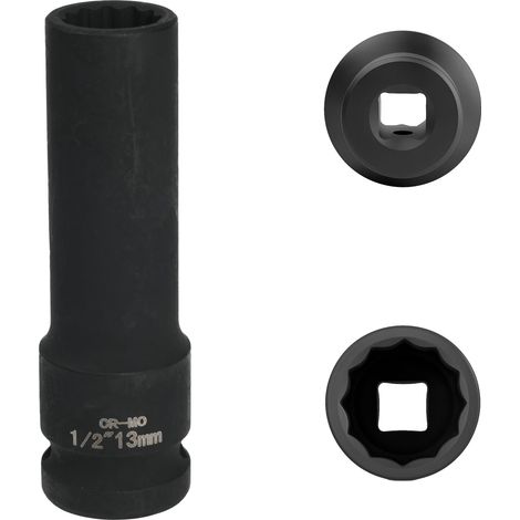 douille 13mm 1/2" 12 pans, douille a choc 1/2 13mm Acier Chrome-Molybdène CR-MO(Black) (1/5)