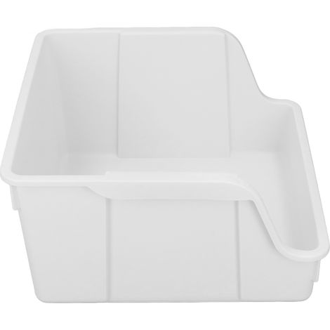 Étagère de bureau en polypropylène blanc avec poignée, grande ouverture en forme de U et grande capacité. (1/5)
