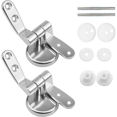 Charniere Abattant, Lot de 2 charnières de rechange pour lunette WC avec fixations en alliage de zinc, (1/5)