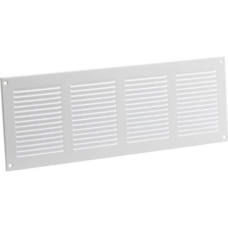 Grille d'aération en métal Blanche 400 x 150 mm avec moustiquaire (1/5)