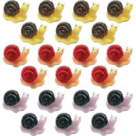Lot de 21 mini statues d'escargots en résine, ornements décoratifs pour jardin-2.20X2.20X1.60CM-Assorted Color