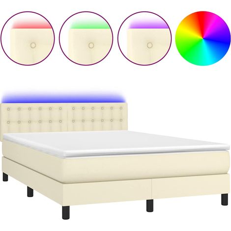 Maison Exclusive - Boxspringbett mit Matratze & LED Creme 140x200 (1/5)