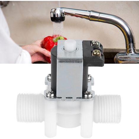 Électrovanne d'entrée d'eau en plastique à filetage externe 4 points normalement ouverte pour distributeurs d'eau, articles sanitaires et électrovannes solaires (DC24V) (1/5)
