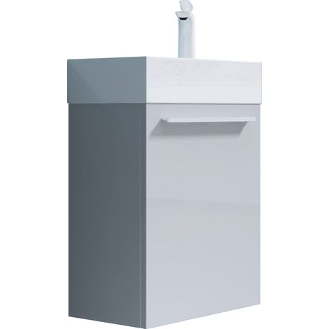 doporro® Mobile Bagno Sospeso 46x26x63cm, Mobiletto per Bagno con Lavabo, Bianco, Seria Pisa (1/5)