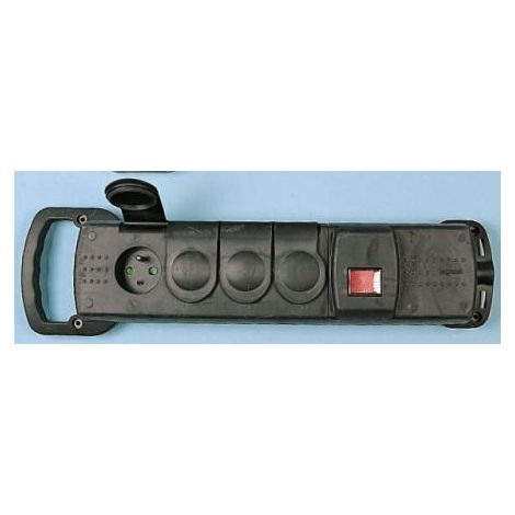 Bloc multiprise caoutchouc 4 prises 2P+T 16A IP44 IK08 avec poignée de transport et interrupteur à voyant LEGRAND 050552