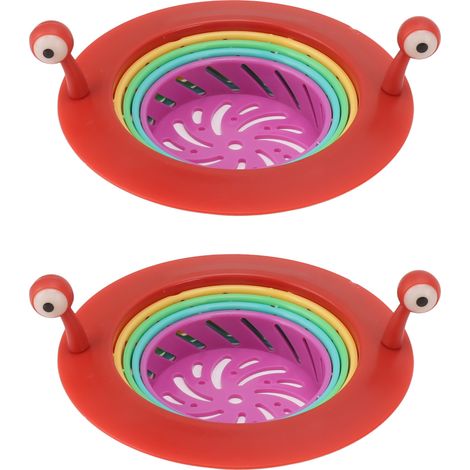 Lot de 2 passoires d'évier pliables et colorées en forme de monstre, avec poignée, anti-obstruction pour cuisine et salle de bain