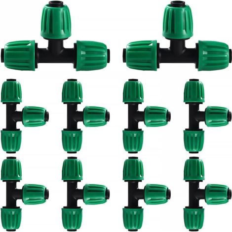 10 pezzi di raccordi per irrigazione a goccia da 16 mm, connettori per tubo con barbette, connettori per tubo di irrigazione, connettori per irrigazione a goccia, per giardino, prato (verde)