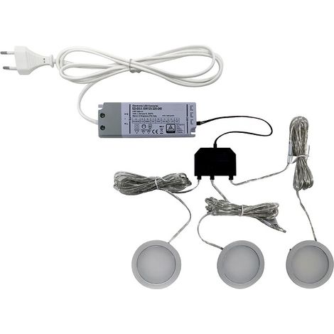 Kit 3 spots LED Nube 35 1,8 W 3000K 12 V alu + alimentation - L et S