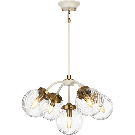 Abat-jour en verre globe suspendu Cosmos Retro à 5 ampoules (1/4)