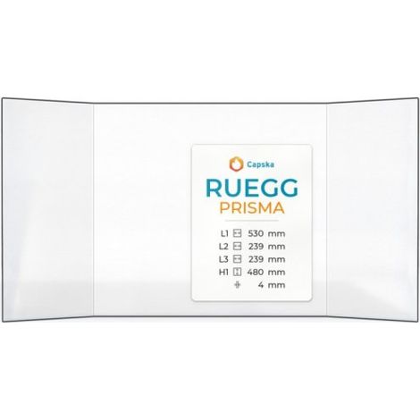 Vitre Ruegg PRISMA - Verre Prismatique pour insert - (239 + 530 + 239) x 480 mm (L2+L1+L3 x H1) - 4 mm (1/5)