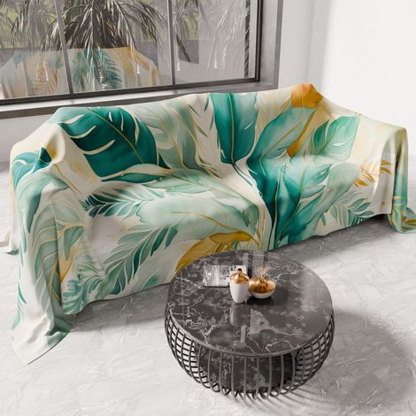 Drap de Protection en Microfibre Multi-Usage Anti-Taches 130x270 cm, Housse de Canapé, Couvre Lit, Couverture de Canape, Vert Pétrole (1/5)