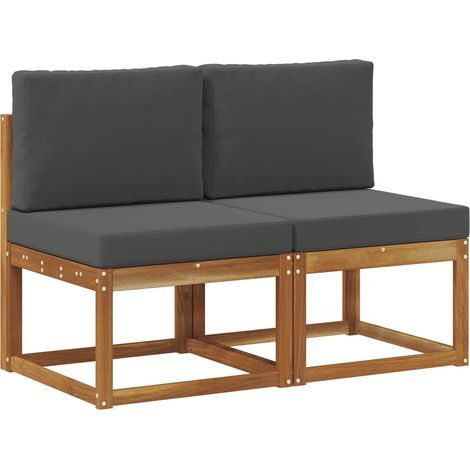 vidaXL 2 Piece Outdoor Middle Sofa Solid Acacia Wood