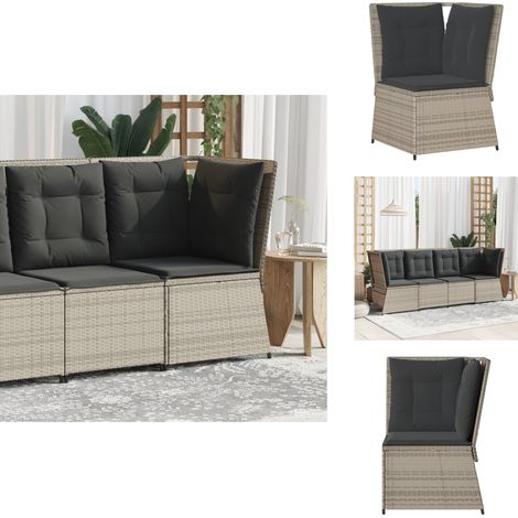 Garten-Ecksofa mit Kissen Hellgrau Poly Rattan - Gartensofa - Gartensofas - Outdoor Sofa - Terrassensofa (1/5)