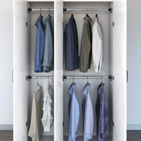 Lot de 4 Rails de garde-robe télescopiques Meuble de Rangement - Style Contemporain Argenté 58-100 cm BV356831 - BonneVie (1/5)