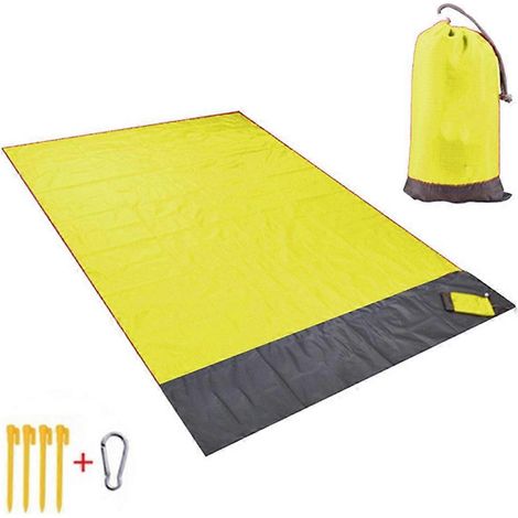 Tapis de camping extérieur, tapis de pique-nique, tapis portable en tissu Oxford, tapis pliable et imperméable - Jaune (1/5)