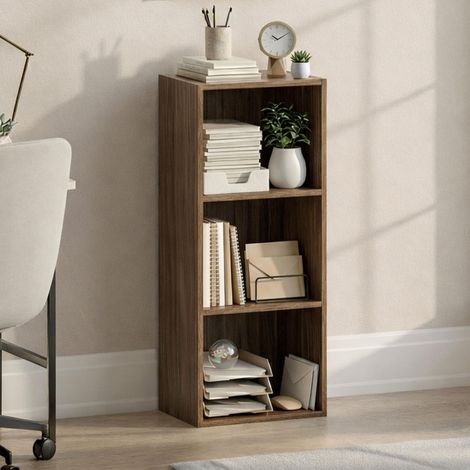 3 Niveau Cube Bibliothèque, Moderne Space-Saving Meuble de Rangement for Salon, Chambre Or Bureau, Autoportant Exposition Shelf, H80xW32xD24cm (Noyer) (1/5)