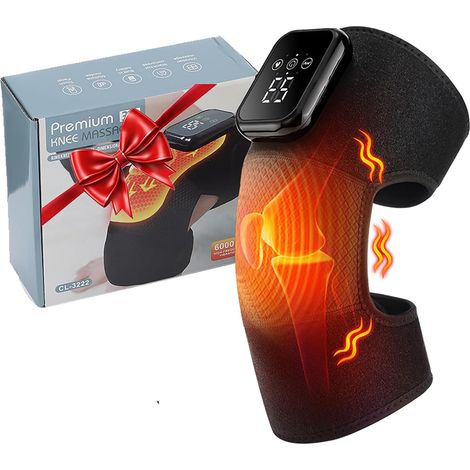 Genouillère chauffante sans fil, masseur électrique, triple thérapie pour soulager les douleurs arthritiques, massage à pression réglable, chauffage des jambes et des articulations. (1/5)
