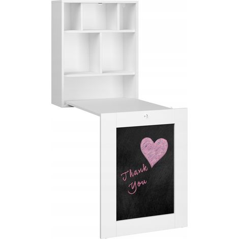 Bureau pliable TILT Table murale pliante pour ordinateur Bureau ménager Blanc mat (1/5)
