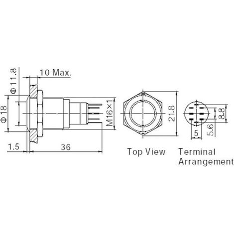 Bouton-poussoir antivandalisme LAS2GQF-22E/G/12V/S/P 701833 250 V/AC 3 A 2 x On/(On) à rappel 1 pc(s) (1/3)
