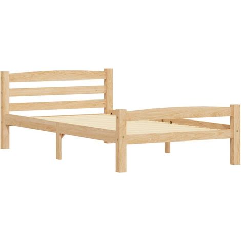 Lit adulte pour 1 personnes, Structure de lit, Assemblage Facile, Bois de pin massif 100x200 cm OIB6711E (1/5)