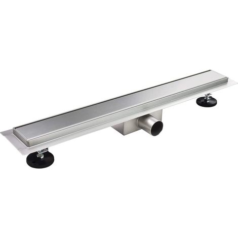 Canaleta de Ducha Rectangular de Acero Inoxidable Ultra Plana Medida 60cm - Modelo R1 Desague de Borde plateado (1/5)