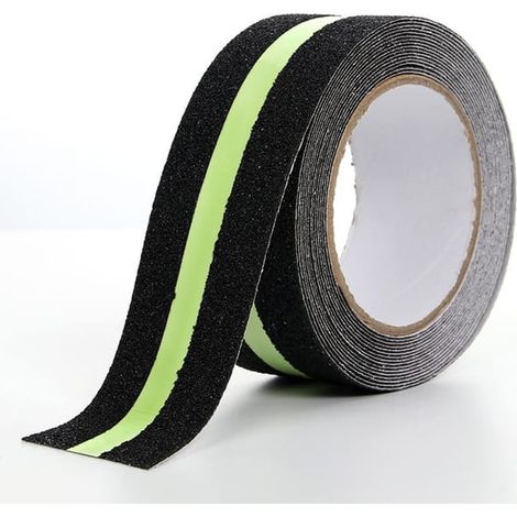 Cinta antideslizante fluorescente 2 en 1, recortable, negra (5 cm x 5 m) (1/3)