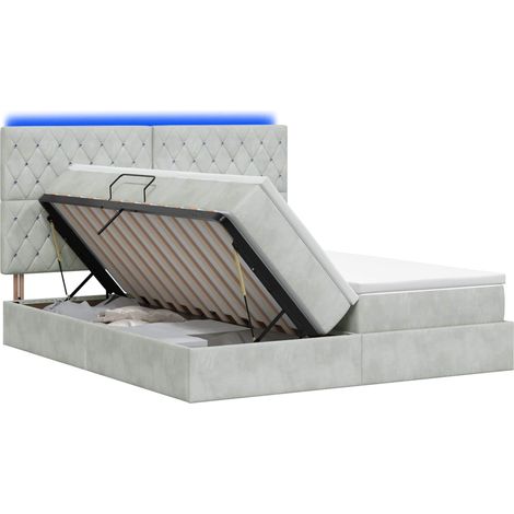 Maison Exclusive - LED-Speicherbett mit Matratze Hellgrau 200 x 2 (1/5)