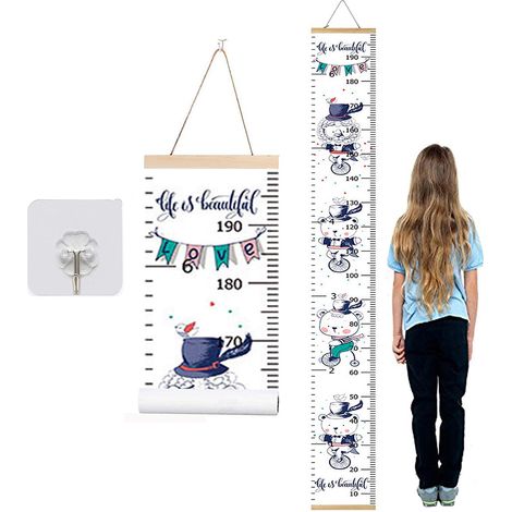 Toise pour enfants, toise pour enfants/garçons/filles/bébés, en toile et en bois, amovible, décoration murale pour chambre. (1/5)