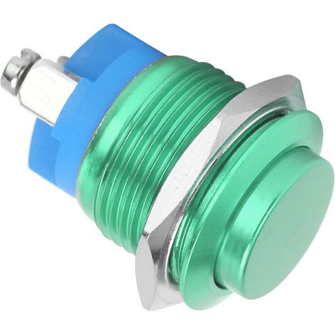 Interrupteur à bouton-poussoir métallique 16mm étanche en acier inoxydable, auto-rétablissement, normalement ouvert 220V (Vert) (1/5)