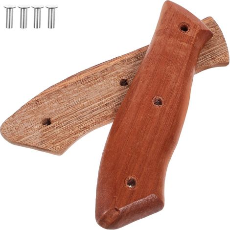 Lot de 2 Manches de Couteau Cuisine en Bois Marron, Poignées Confortables et Antidérapantes, Accessoire Pratique pour Couteaux Professionnels (1/5)