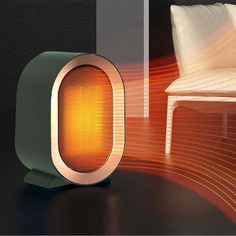 Radiateur soufflant à économie d'énergie de sécurité silencieuse en une pièce, mini radiateur soufflant en céramique PTC, radiateur électrique avec thermostat, 2 modes 800-1200W-Vert-131220cm (1/2)