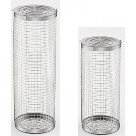 Ensemble de paniers de grillage enroulable emboîtables avec poignée en bois (2 pièces, 31 × 10cm,20 × 9 cm), panier de grillage enroulable, accessoires de barbecue pour grill extérieur pour lég (1/5)