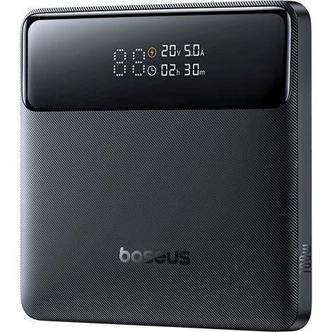 Power bank Blade H1 da 20000 mAh con porte USB-A e USB-C e display da 100 W - Nero (1/4)