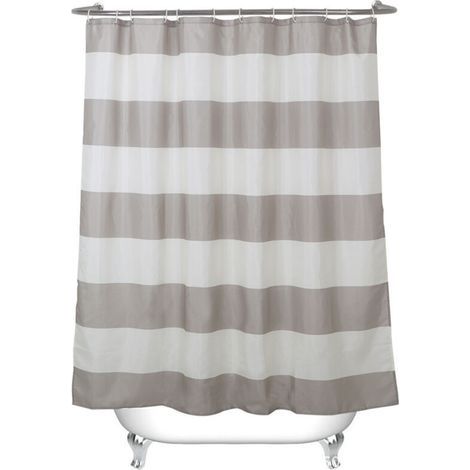 [JAMAIS UTILISÉ] Rideau de Douche Rayures Taupe avec 12 Crochets,Beige Rideau en Tissu Résistant À la Moisissure Imperméable pour Salle de Bain,72 "X 72"(180X180cm) (1/4)