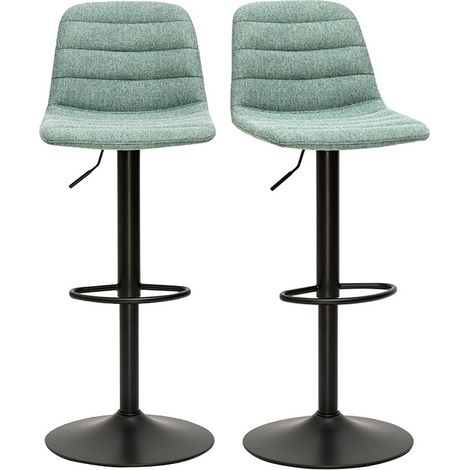 Höhenverstellbare Barhocker aus Metall mit Strukturoptik in Celadon und Metall (2er Set) SAURY